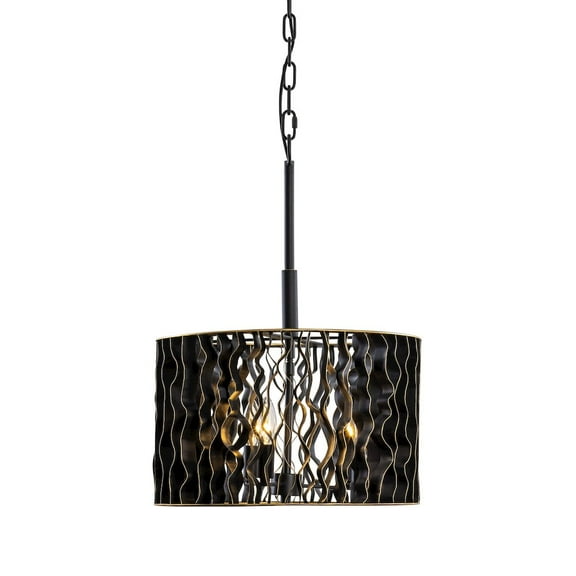 Varaluz Estela 3-Lt Convertible Pendant/Semi-Flush - Matte Black/French Gold