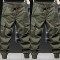 thumbnail image 4 of Skymirror Men Cargo Pants Drawstring Elastic Waist Loose Multi Pockets Solid Color Soft Breathable Ankle-banded Daily Sports Streetwear Hip Hop Long Trousers, 4 of 8
