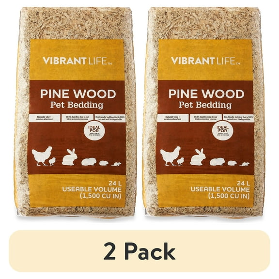 (2 pack) Vibrant Life Pine Wood Pet Bedding for Small Pets & Chickens, 24 L Bag
