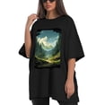 thumbnail image 4 of Plus Size Shirt for Women Black Tops for Women Short Sleeves Shirt for Women Forest T Shirt Crewneck Shirt for Women XL, 4 of 5
