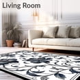 thumbnail image 2 of ODIKA 4'x6' Machine Washable Non-Slip Area Rug, Elegant Floral Design with Intricate Black and High Traffic Rug, Blue, 91176, 2 of 7