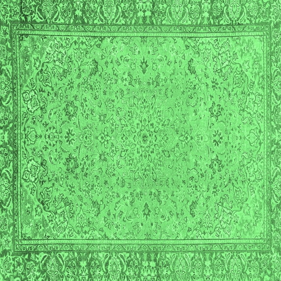 Ahgly Company Indoor Square Abstract Emerald Green Modern Area Rugs, 6' Square