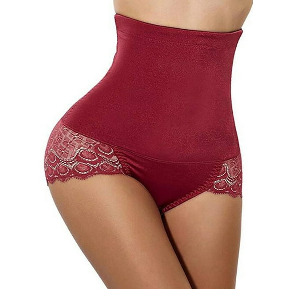 Ochine Women Shapewear Butt Lifter Hi-Waist Double Tummy Control Panty Lace Trim Waist Trainer Body Shaper, XS-3XL