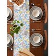 thumbnail image 2 of ERUNPONLY Pink Blue Yellow Flowers Table Runner - 72 Inch Long Watercolor Botanical Floral Cotton and Linen Blended Dress Scarves Farmhouse Table Runner for Kitchen Dining, Coffee Table, 14"x72", 2 of 8