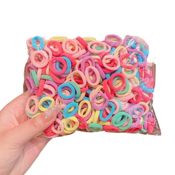 TELOLY 100Pcs Hair Ties,Small Rubber Bands,Silk Scrunchies,Flower Spring Color