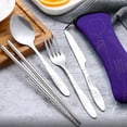 thumbnail image 4 of Outdoor Portable Stainless Steel Cutlery Set - Half Flower - Seven-piece Straw Set, 4 of 5