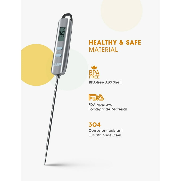 Habor 022 Meat Thermometer, Instant Read Digital Cooking Thermometer,  Grilling Thermometer with Super Long Probe for Kitchen BBQ Grill Smoker Meat  Oil Milk Yogurt Temperature 