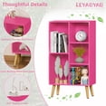 thumbnail image 6 of 5 Cube Bookshelf, 3-Tier Bookcase with Legs, Pink Kids Book Shelf Cute Storage Organizer, Free Standing Open Toy Shelves Modern Bookshelves,Wood Display Bookcases for Bedroom,Living Room, 6 of 7