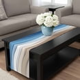 thumbnail image 4 of Blue Brown Table Runner 72 Inches Long, Gradient Geometric White Water Stripes Modern Kitchen Coffee Dining Table Decoration for Home Party Birthday Wedding Home Decor 14x72 Inches, 4 of 8