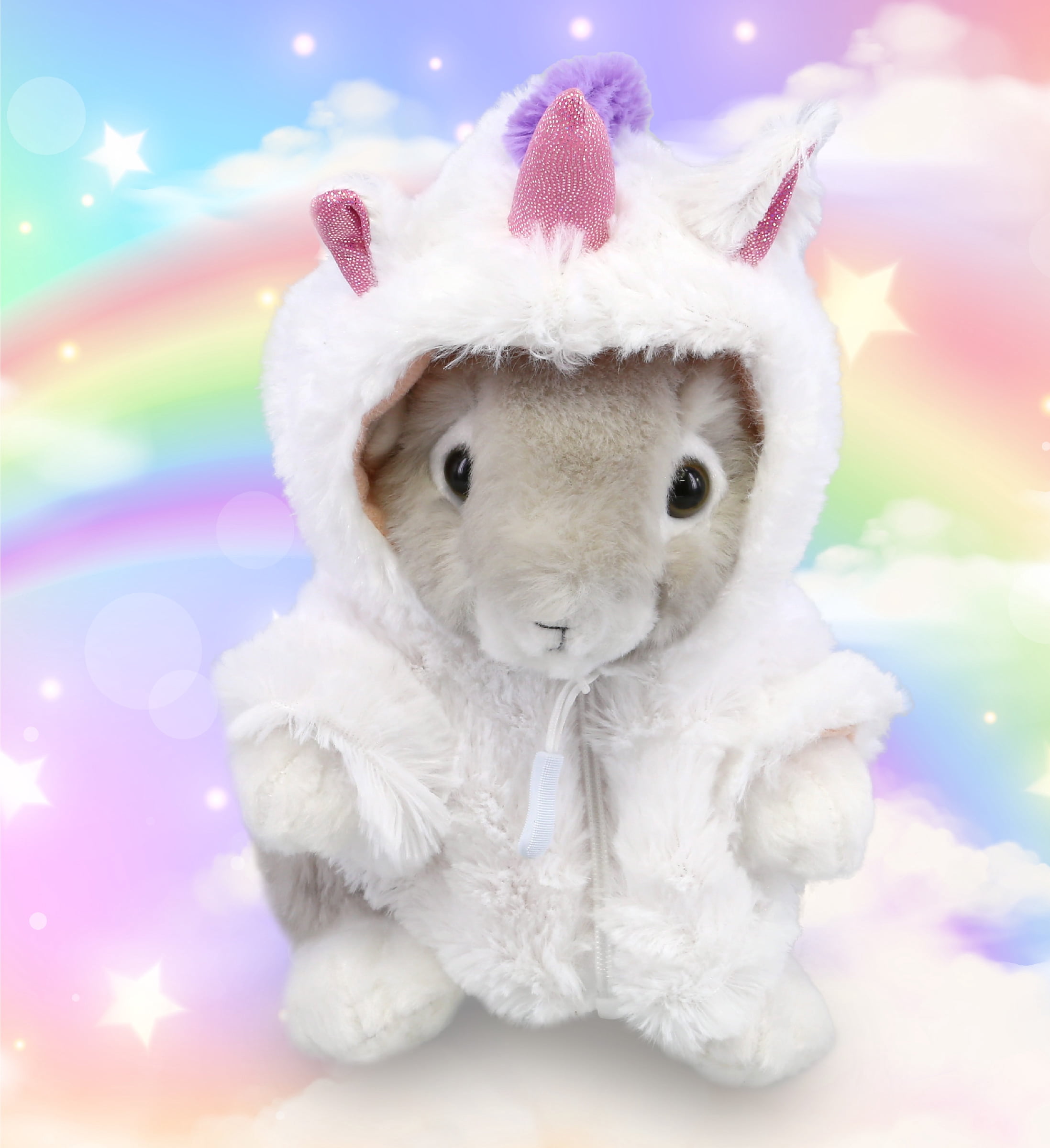 DolliBu Grey Rabbit Unicorn Plush Stuffed Animal Toy - Super Soft Bunnycorn Dress Up with Removable Unicorn Plush Outfit, Cute Fantasy Gift - 6.5 Inches
