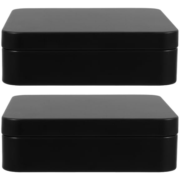 2 Pcs Desktop Decoration Tinplate Storage Box 11.00X11.00X3.30CM Black