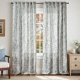 thumbnail image 3 of Curtainking Floral Curtains Linen Farmhouse Curtains for Living Room 96 inch Country Curtains Back Tab Semi Sheer Curtains Light Filtering 2 Panels Blue on Beige, 3 of 10