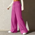 thumbnail image 4 of Pantalones de chándal de pierna ancha para mujer, pantalones casuales sueltos de color sólido, cómodos pantalones de chándal holgados, bolsillos rosa/L, 4 of 6