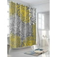 thumbnail image 3 of Yellow Gray Floral Shower Curtain, Abstract Flowers Pattern Bathroom Decor Curtains Set with Hooks, Waterproof Fabric Home Accessories， 66 X 72 Inch Long, 3 of 6