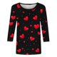 thumbnail image 3 of TaTaai Women's Valentine Heart Print 3/4 Sleeve Round Neck Loose T-Shirt, Valentine's Day Gift, Casual Daily Home Work Top Gift, 3 of 5
