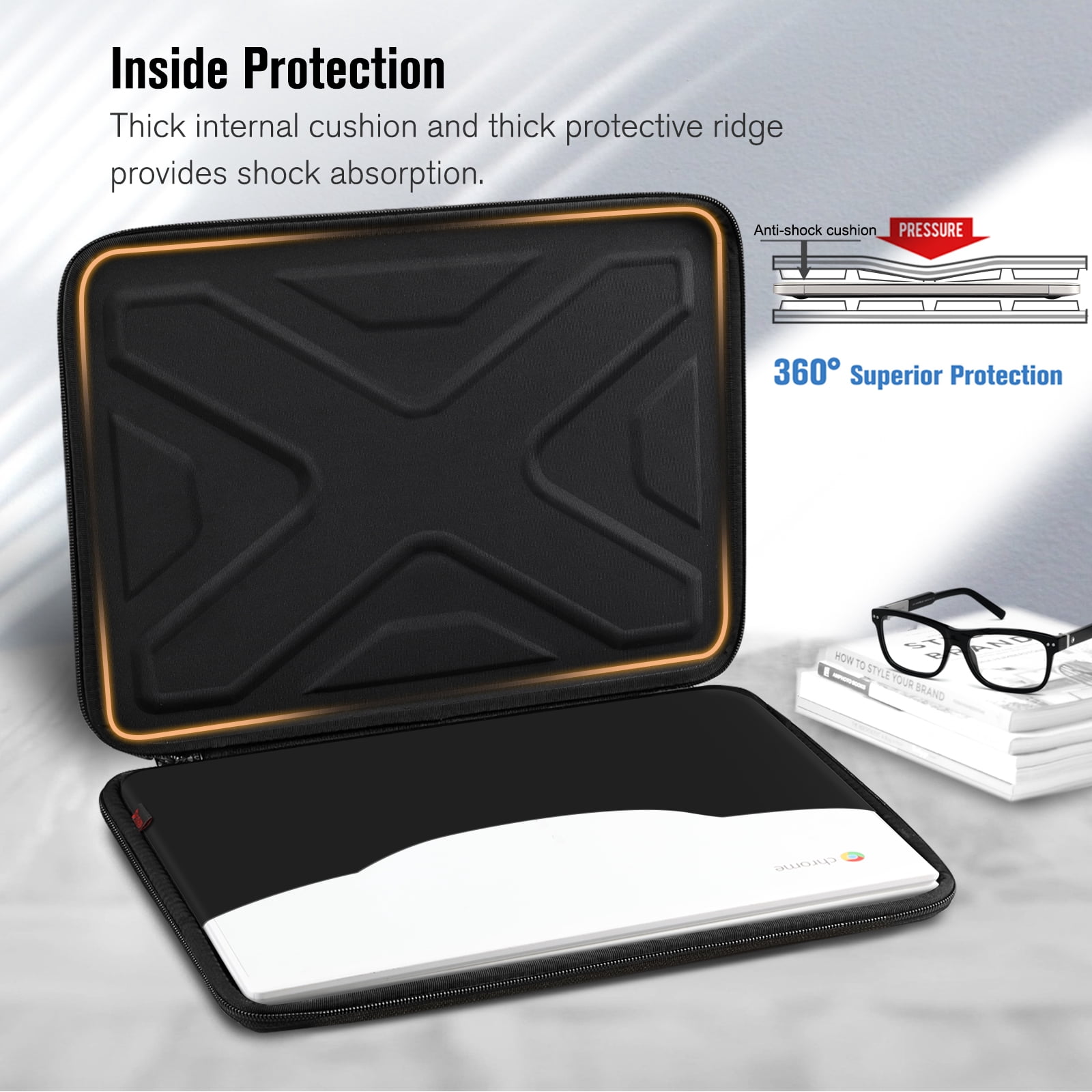 SITHON Hard Shell Laptop Sleeve Case for 13-14 inch Chromebook, Computer Carrying Case for MacBook Pro 14 2023 M3 A2992 A2918, 13" MacBook Pro/Air, Other Up to 14" Acer/HP/Dell/ASUS Chromebook, Black