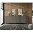 thumbnail image 2 of WAMPAT Dressers with 12 Drawers for Bedroom, 2-in-1 Wooden Chest of Drawers, Modern Closet Storage Organizer Unit with Solid Wood Legs for Living Room, Hallway, Nursery, 94.4x15.4x32.4, Dark Grey, 2 of 6