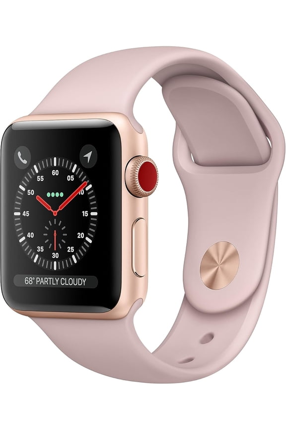 Restored Apple Watch Gen 3 Series 3 38mm Gold Aluminum - Pink Sand Sport Band 3D211LL/A (Refurbished)