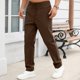 thumbnail image 4 of Ceisia Men's Casual Solid Color Cotton-Linen Drawstring Buttoned Straight-Leg Pants Brown M Gifts, 4 of 7
