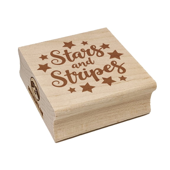 Stars and Stripes Script with Stars Square Rubber Stamp Stamping Scrapbooking Crafting - Medium 1.75in