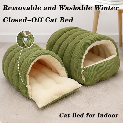 Removable and Washable Winter Closed-Off Cat Bed, 2025 Fluffier Cozy Monster Cat Bed for Indoor, 360° Nesting Design Warm Cave Style Pet Bed for Cats Small Dogs