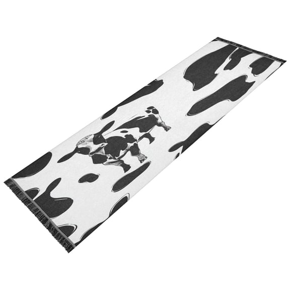 Vintage Modern Runner Rug,Non Slip Machine Washable 72"x23.5" Polyester Material Pet-Friendly Durable,Applicable to Entryway Rug Living Room Rug Black and White Cow