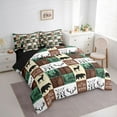 thumbnail image 3 of Homewish Animal Deer Bear Bedding Comforter Set 7pcs for Female Men Adults,Geometric Plaid Queen Bedding Sets Super Cozy,Jungle Woodland Wildlife Queen Sheet Sets,Lightweight Room Decor,Reversible, 3 of 8