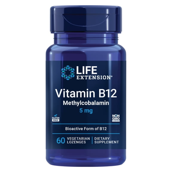 Life Extension Vitamin B12 Methylcobalamin, 5 mg - Dissolvable Vitamin B Supplement for Nerve, Brain Health & Energy - Gluten-Free, Non-GMO - 60 Vegetarian Lozenges