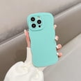 thumbnail image 3 of Case for iPhone 12 Case, Wave Curly Frame Design for Women Girls, Cute Wavy Phone Case, Soft TPU SLiquid Silicone Camera Protection Phone Cover for iPhone 12, Mint, 3 of 14