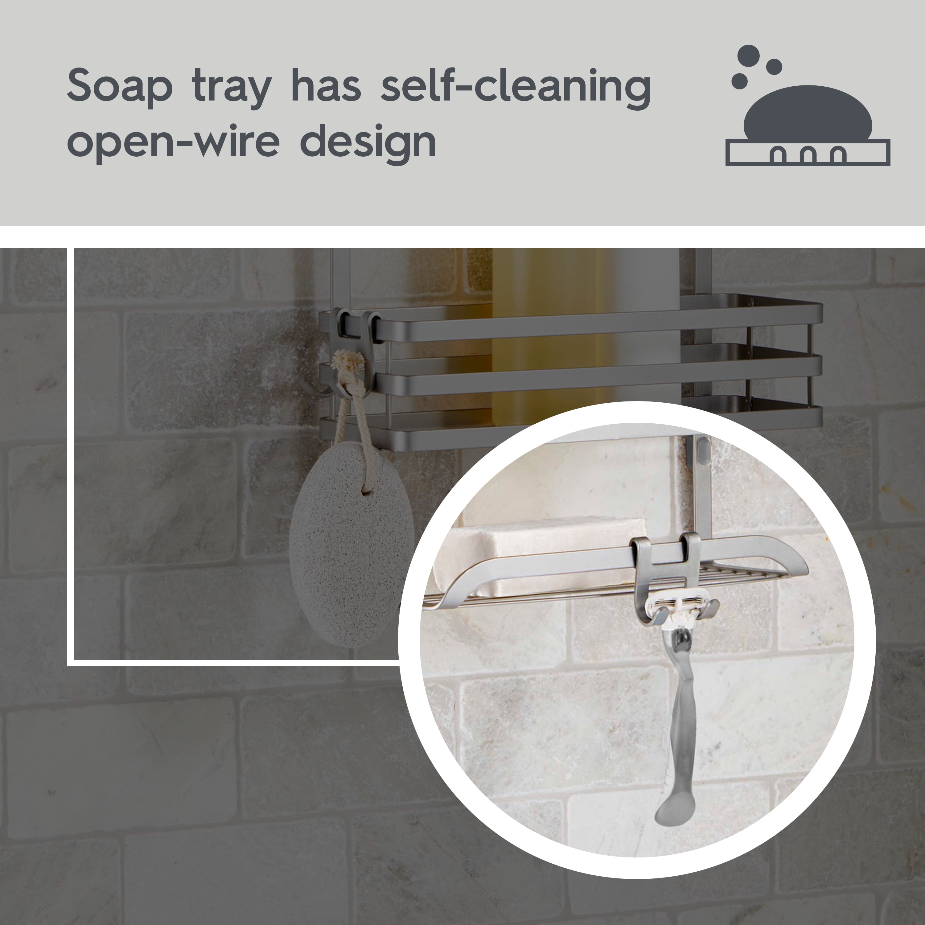 Better Homes & Gardens Nickel Shower Caddy with Flat Wire and 3 Shelves
