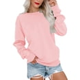 thumbnail image 5 of Pink Season Women Sweatshirt Round Neck Long Sleeve Trendy Versatile Skin-touch Everyday Wearing Polyester Solid Color Women Pullover Streetwear, 5 of 8