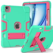 ShellTech Case for iPad Air 11 inch 2024,Shockproof 3-Layer Protection Case Heavy Duty Kickstand Cover Built-in Pencil Holder for iPad Air 11-in.(M2) 2024,Mint Rose