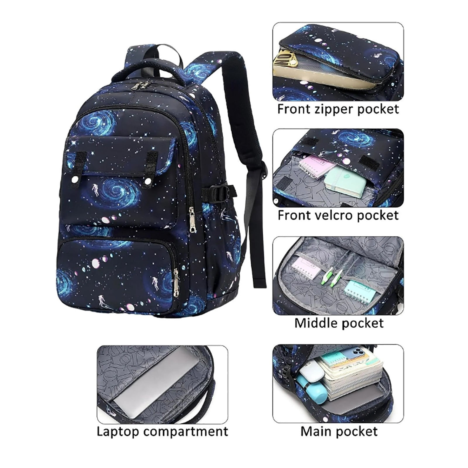 ZUOIK School Office Supplies Backpack School Backpack For Backpack With Lunch Box Lightweight Galaxy ElementaryPrimary BookBags School Bag Teen Backpack Set
