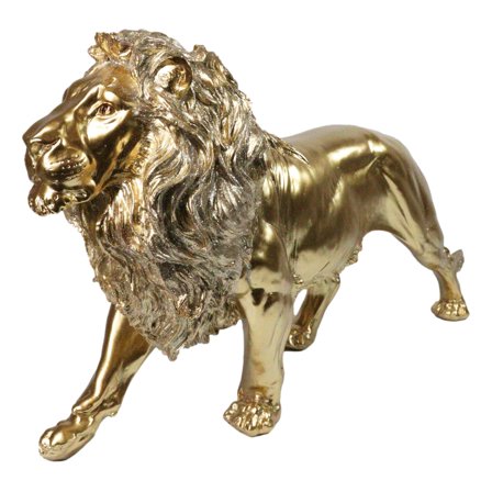 Large Gold Finish African Safari Regal Lion King of The Jungle Figurine 22.5"L