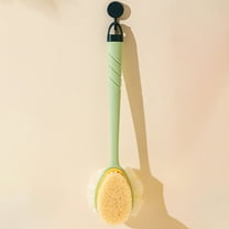Long Handle Shower Brush - Double Sided Body Scrubber with Soft Nylon Bristles, Back Exfoliator for Men & Women, 13.78 Inch Green/Pink Bath Brush, Gentle Skin Cleansing & Improved Circulation