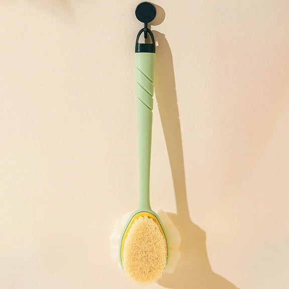 CxhicLuv Shower Brush with Long Handle, Soft Body Scrubber for Shower, Gentle Exfoliation & Health Improvement, Back Scrubber for Men & Women, Pink/Green, 13.98x2.56x2.36in, 230g, Ergonomic