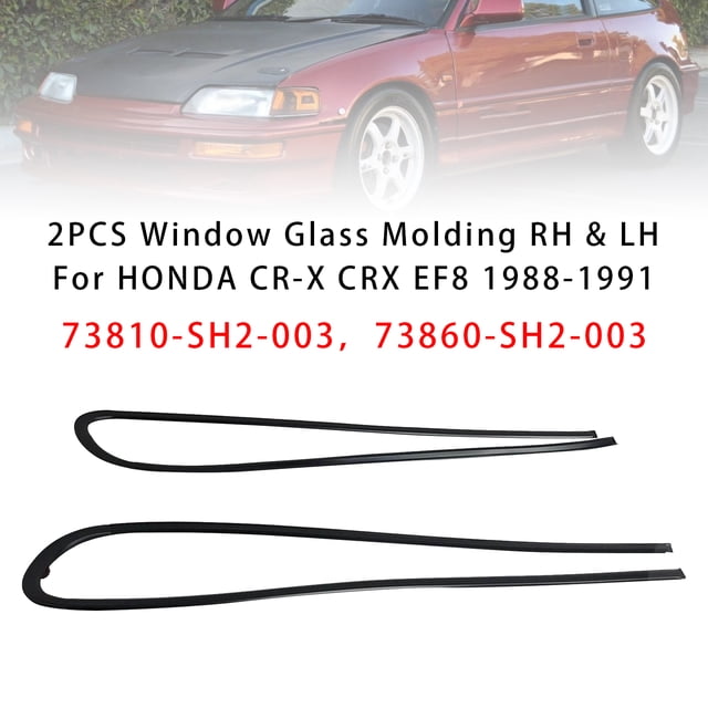 2PCS Window Glass Molding RH & LH For HONDA CR-X CRX EF8 1988-1991