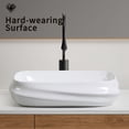 thumbnail image 2 of 23.6x16.9 Inch Rectangular Ceramic Vessel Sink, White Gloss Basin, 3D Ribbed Textured Design, Pre-Installed Drain, No Faucet Hole, Commercial-Grade Durability, 2 of 6