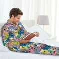 thumbnail image 6 of Honeii Cartoon Marine Animals Pattern Mens Pajamas Set,2pcs Men's Lounge Long Sleeve Sleep Shirt and Pajama Bottoms Sleepwear Set,Mens Pjs Sets-Medium, 6 of 7
