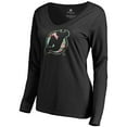 thumbnail image 2 of Women's Black New Jersey Devils Lovely Long Sleeve V-Neck T-Shirt, 2 of 3