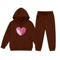 thumbnail image 5 of Bpmpbo Big Kids Girls‘ Tracksuit - Heart Print Hoodie and Joggers 2-Piece Set Long Sleeve with Pocket and Drawstring Pants, 5 of 5