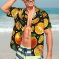 thumbnail image 5 of Lsque Tangerine pattern Hawaiian Shirt for Men, Unisex Summer Beach Casual Short Sleeve Button Down Shirts-X-Large, 5 of 9