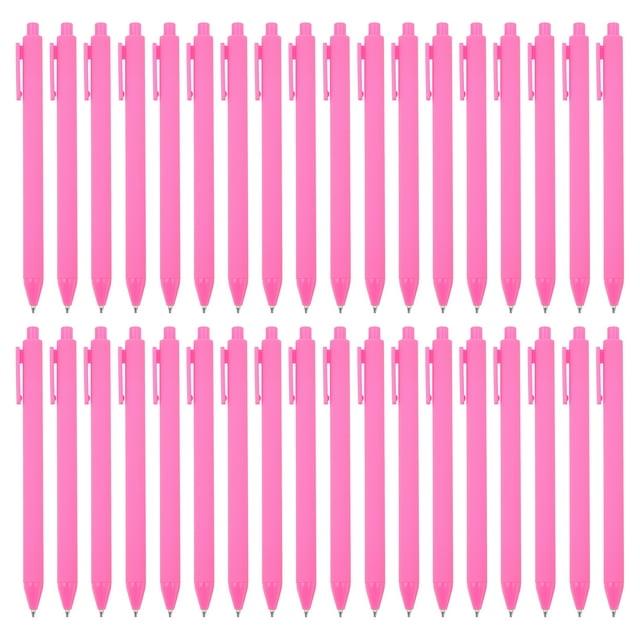 Uxcell 100 Pack Black Barrel Click Pens, 1.0MM Black Ink Retractable Ballpoint Pens, Medium Point Office Supplies, Pink