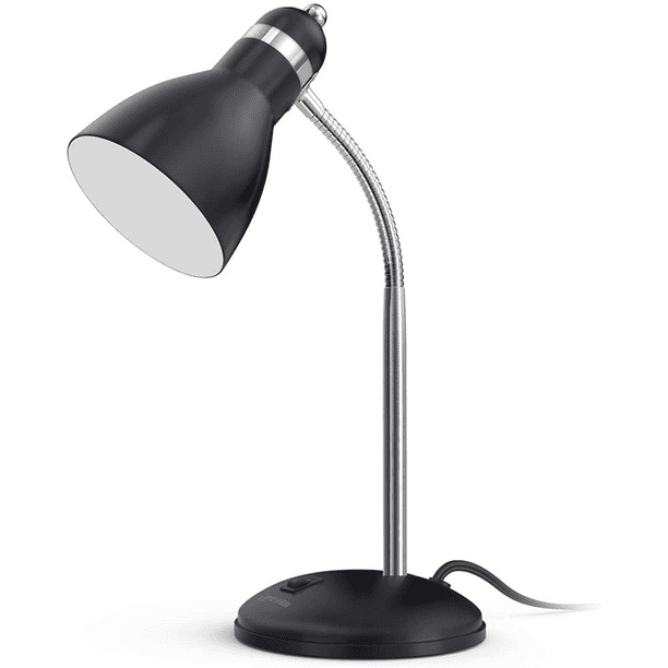 LEPOWER Metal Desk Lamp, Adjustable Goose Neck Table Lamp, Eye-Caring Study Desk Lamps for Bedroom, Study Room and Office (Black)