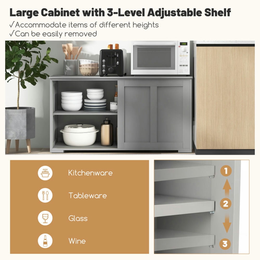 Finihen Kitchen Storage Cabinet, Buffet Sideboard, Antique Stackable Kitchen Storage Sideboard with Height Adjustable Shelf, for Dining Room, Kitchen, Living Room, Gray Finihen Kitchen Storage Cabinet, Buffet Sideboard, Antique Stackable Kitchen Storage Sideboard with Height Adjustable Shelf, for Dining Room, Kitchen, Living Room, Gray