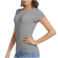 thumbnail image 3 of Timegard Summer Tops for Women Short Sleeve Solid Color Basic Tee Casual Crewneck Slim Comfy T Shirts, 3 of 3