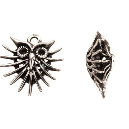 Ss10 Crystal - Drop, Antique-Silver Plated Fancy Owl With Spikes Design Crystal Setting 24x24mm Fits 2pcs ss10/Pp21 Swarovski Crystals