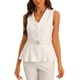 thumbnail image 1 of Chaleco Blazer de Oficina INSPIRE CHIC para Mujeres, Sin Mangas, con Cuello de Solapa, Botones, Cinturón y Dobladillo Peplum, Color Blanco, 1 of 6