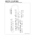 thumbnail image 3 of Kingston KB3751PXBS Restoration Two-Handle 4-Hole 8" Centerset Kitchen Faucet with Brass Sprayer in Polished Chrome, 3 of 4