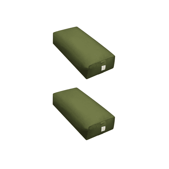 Sunshine Yoga - Extra Firm Large Rectangular Yoga Bolster - Improve Form, Flexibility and Strength - 100% Cotton - Washable (24 x 6 x 12 Inches) - 2 Pack - Moss Green